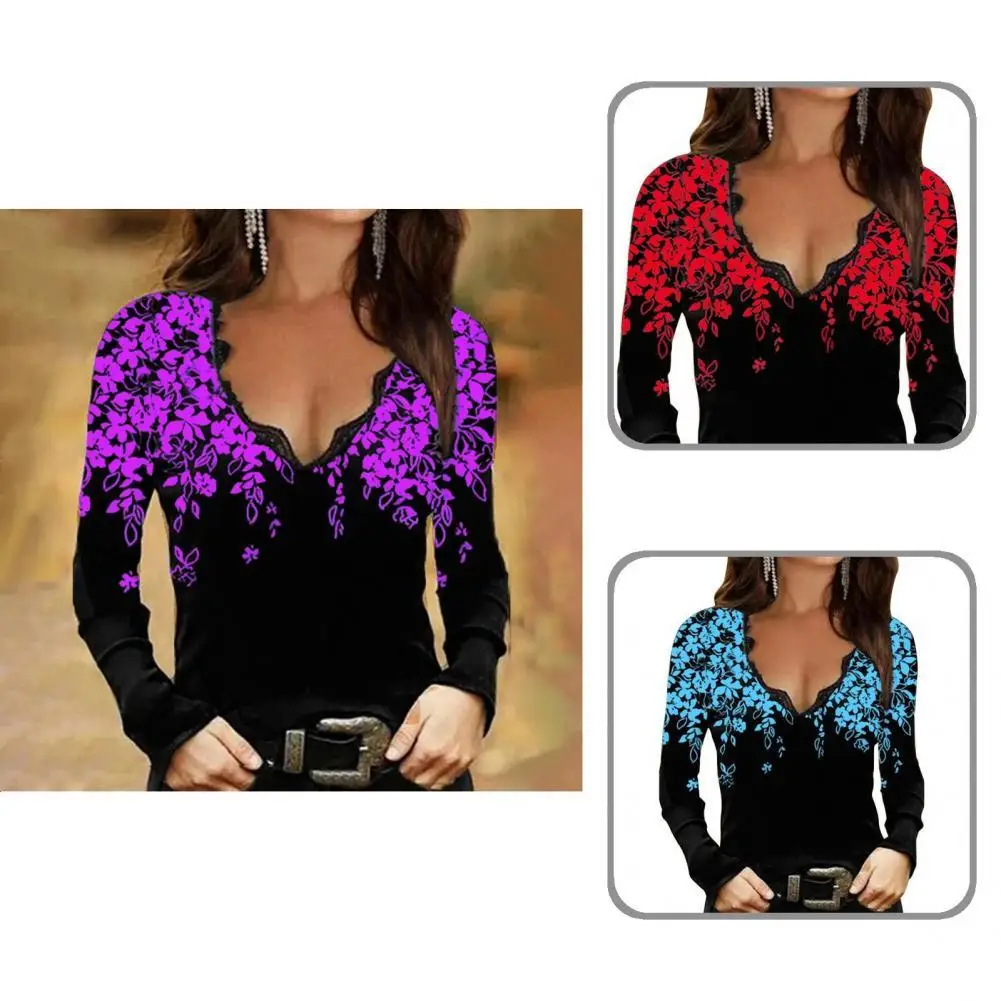 Women T-shirt Printed Spring Autumn Patchwork Slim V Neck T-shirt T-shirt for Dating
Women T-shirt Printed Spring Autumn Patchwork Slim V Neck T-shirt T-shirt for Dating