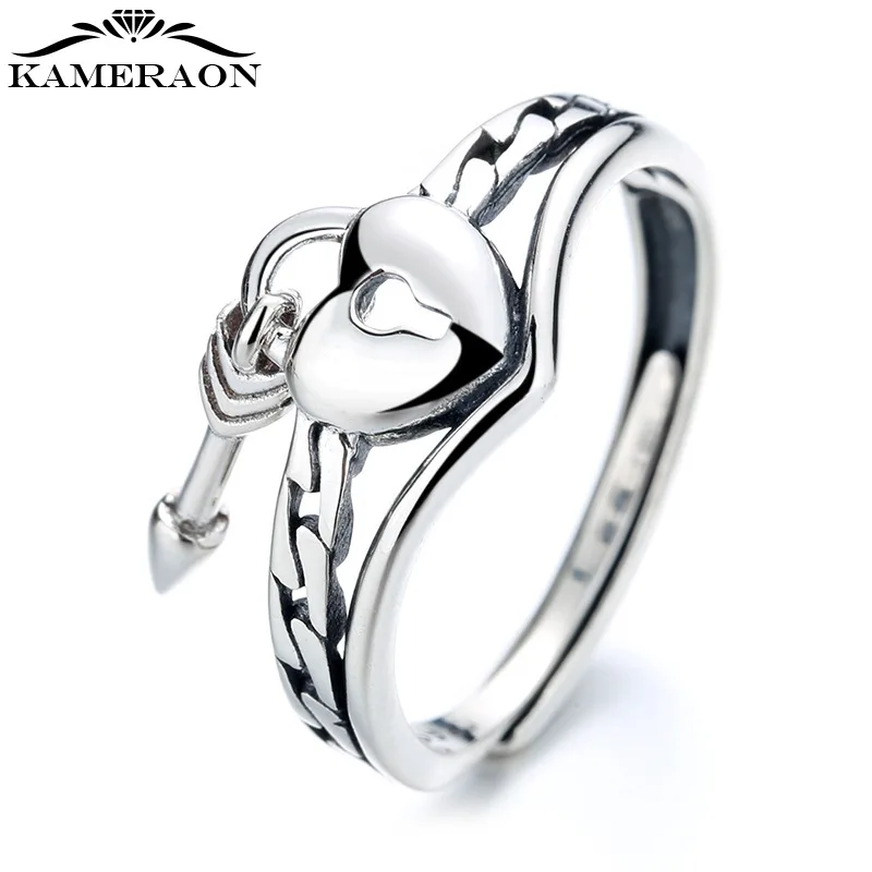 Real 925 Sterling Adjustable Silver Ring Retro Trendy Heart & Arrow Matching Rings for Women Men Couple Rings Anniversary Gift
Real 925 Sterling Adjustable Silver Ring Retro Trendy Heart & Arrow Matching Rings for Women Men Couple Rings Anniversary Gift