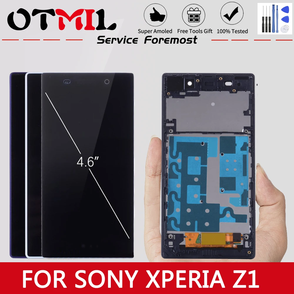Оригинальный ЖК-дисплей 5,0 дюйма для SONY Xperia Z1, сенсорный экран с рамкой для SONY XPERIA Z1, ЖК-дисплей L39 L39H C6902 C6903 Z1, ЖК-дисплей 
Оригинальный ЖК-дисплей 5,0 дюйма для SONY Xperia Z1, сенсорный экран с рамкой для SONY XPERIA Z1, ЖК-дисплей L39 L39H C6902 C6903 Z1, ЖК-дисплей