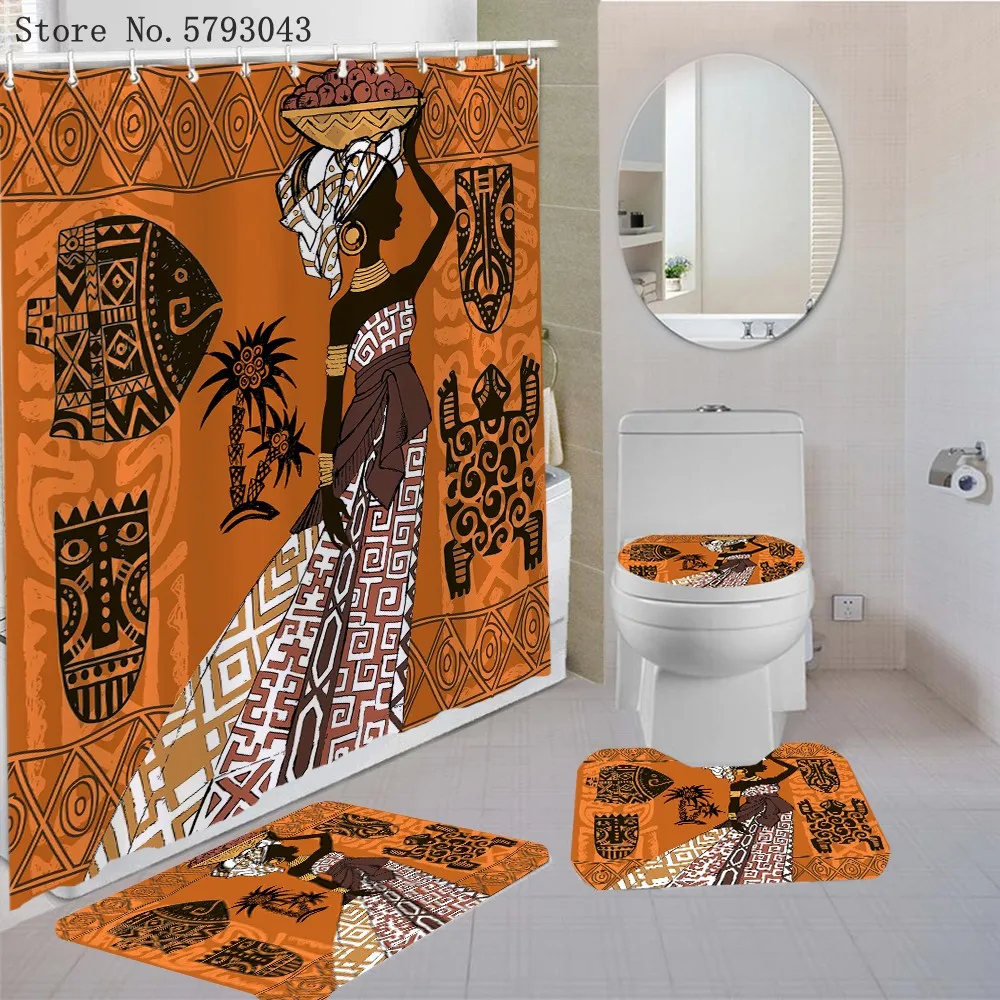 3/4Pcs African Woman Bathroom Rug Set Style Exotic Pedestal Rug Lid Toilet Cover Bath Mat Home For Bathroom Shower Curtain Set
3/4Pcs African Woman Bathroom Rug Set Style Exotic Pedestal Rug Lid Toilet Cover Bath Mat Home For Bathroom Shower Curtain Set
