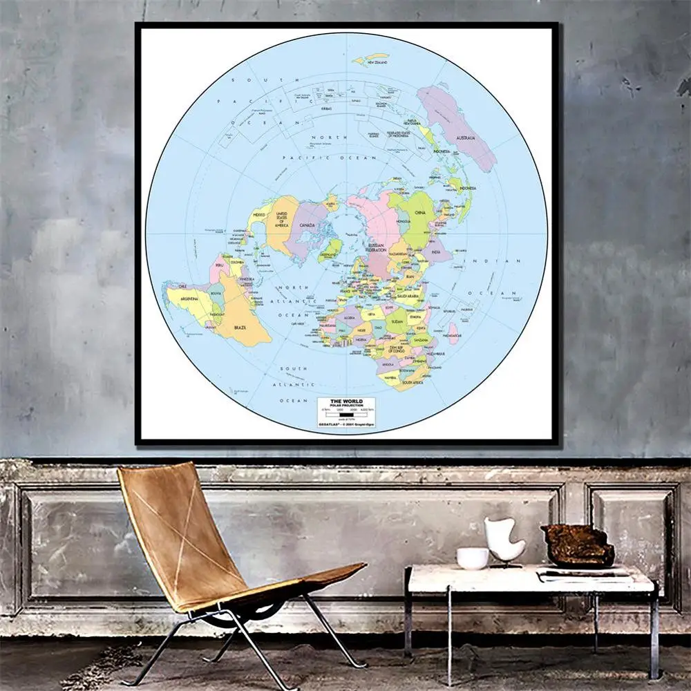 The World Map Centered On The Arctic Circle Polar Projection Map For Study Room Home Office Wall Decoration
The World Map Centered On The Arctic Circle Polar Projection Map For Study Room Home Office Wall Decoration