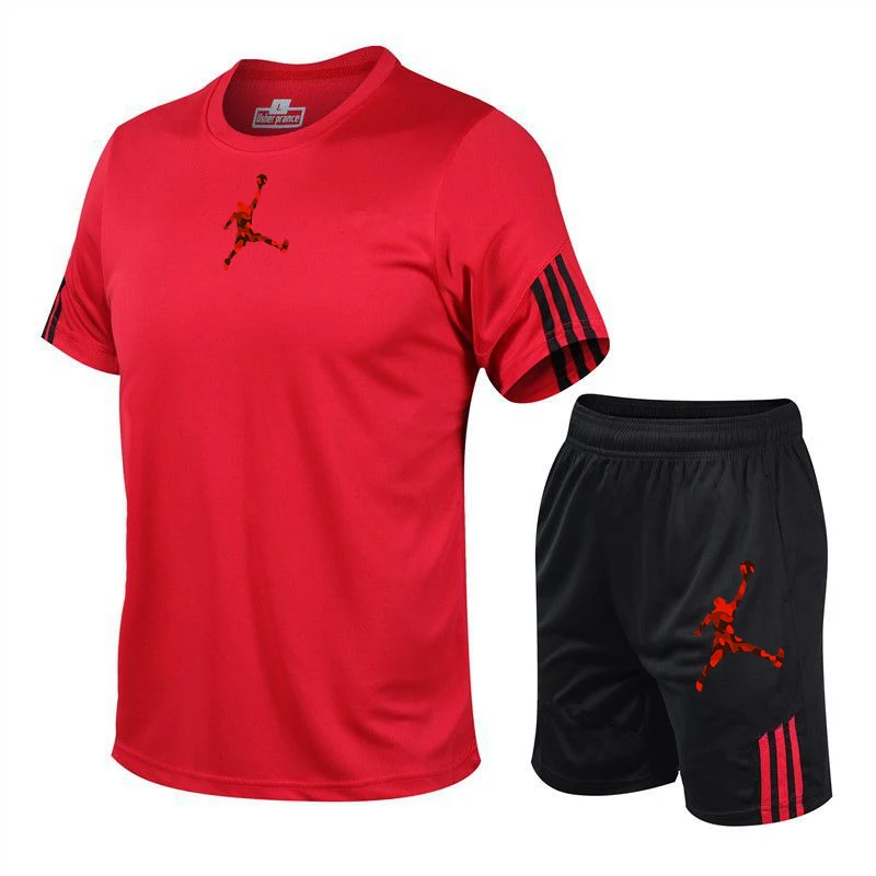 Male Tracksuit Summer Men Jordan-23 Set Fitness Suit Short Sleeve T Shirt+short pants men clothing Quick Drying 2 Piece Set