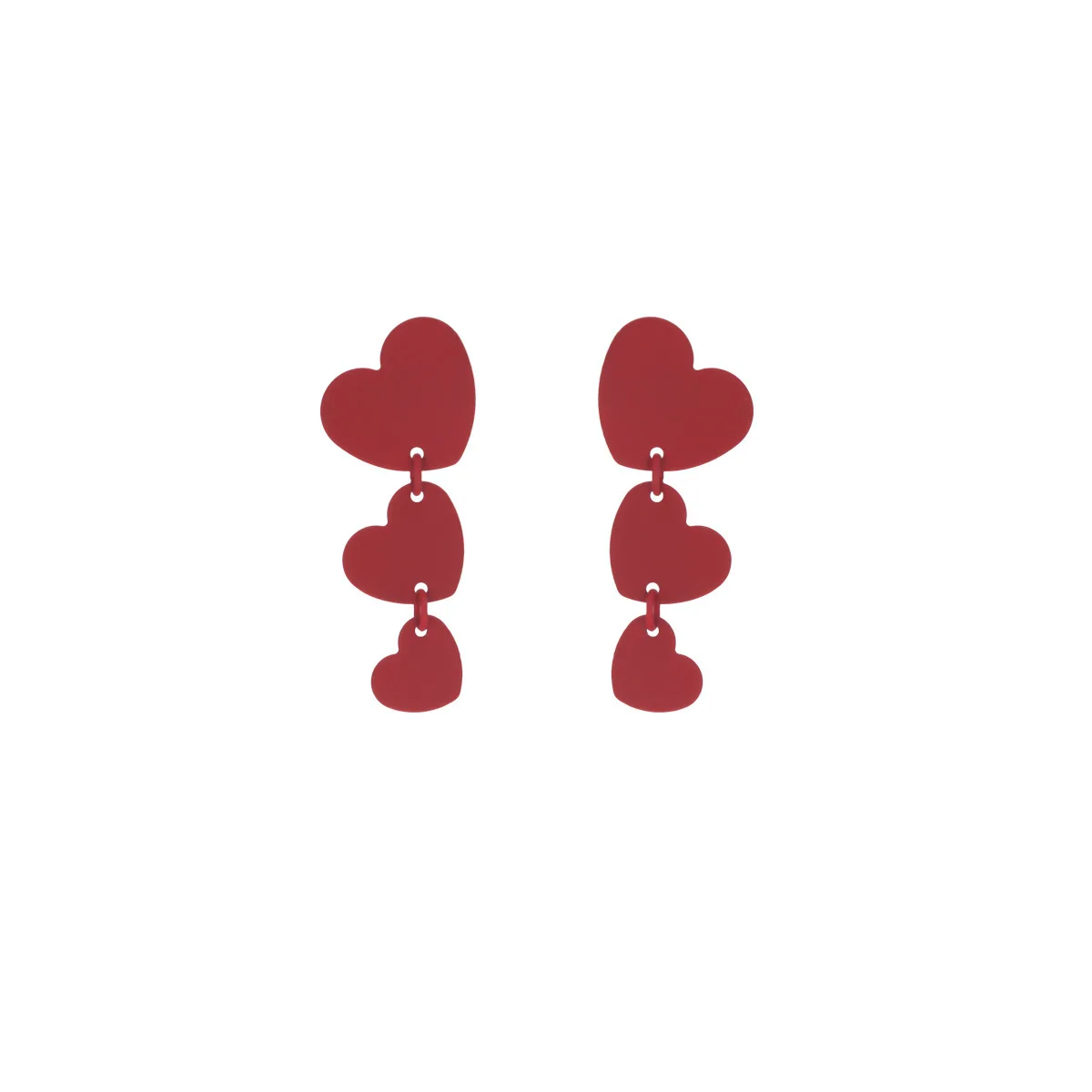 Женские серьги-гвоздики в виде сердца винно-красного цвета | Украшения и