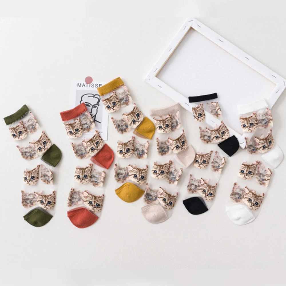 2021 Women's Spring Summer Socks Breathable Transparent Mesh Short Socks Female Glass Silk Transparent Cute Cat Fashion Socks
2021 Women's Spring Summer Socks Breathable Transparent Mesh Short Socks Female Glass Silk Transparent Cute Cat Fashion Socks