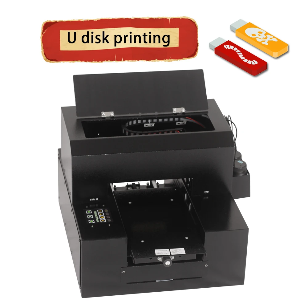 Flatbed printer six-color inkjet high resolution LED UV cooling for metal U disk/plastic/glass printing
Flatbed printer six-color inkjet high resolution LED UV cooling for metal U disk/plastic/glass printing