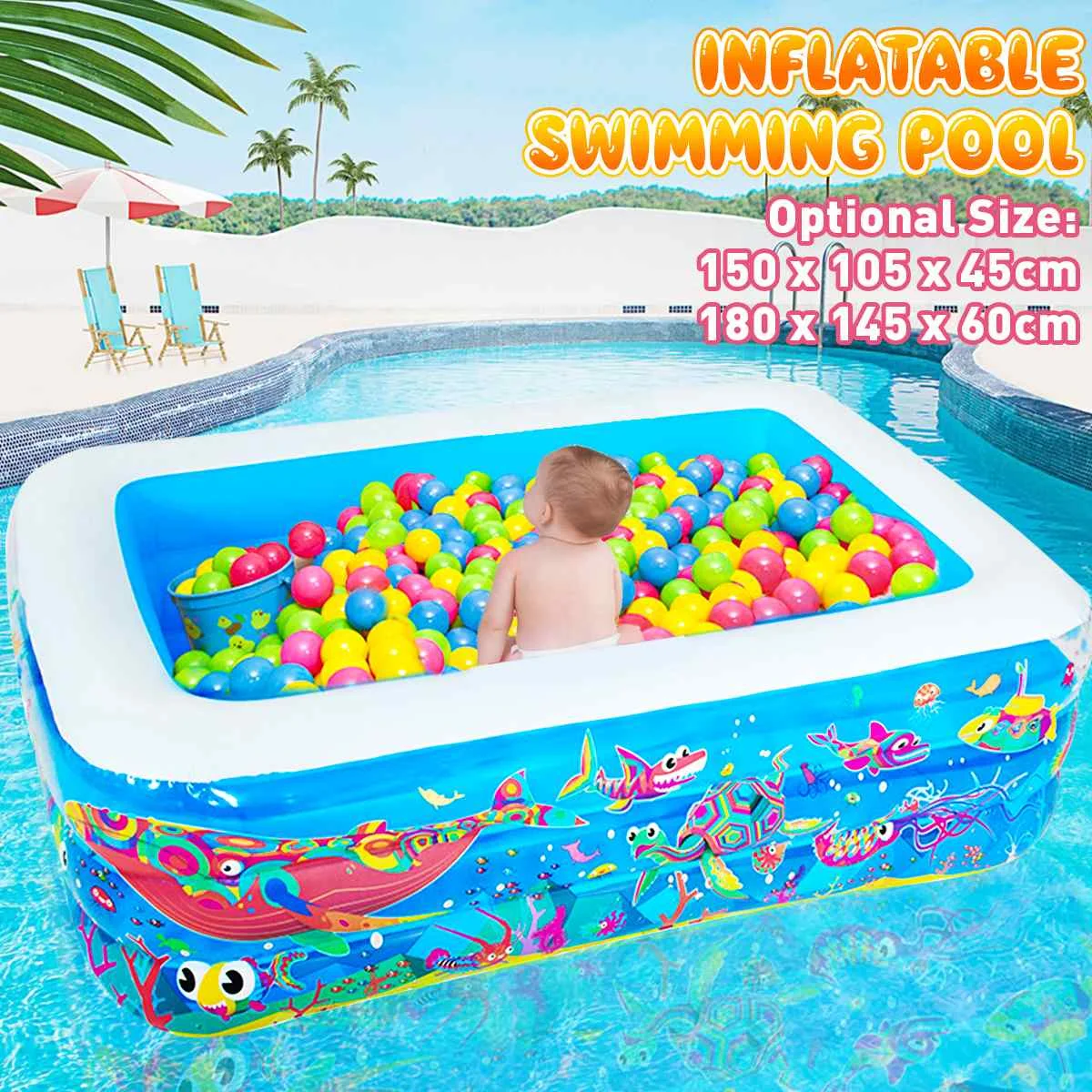 Kid Inflatable Pool Children Home Use PVC Paddling Pool Large Size Inflatable Square Swimming Pool for Baby piscina Bathing Tub
Kid Inflatable Pool Children Home Use PVC Paddling Pool Large Size Inflatable Square Swimming Pool for Baby piscina Bathing Tub