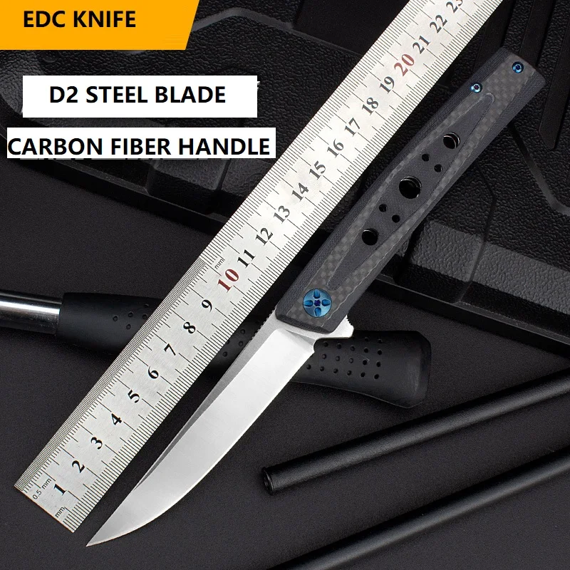 Carbon Fiber Handle D2 Steel Blade Bearing Small Folding Knife High Quality EDC Camping Survival Outdoor Tools
Carbon Fiber Handle D2 Steel Blade Bearing Small Folding Knife High Quality EDC Camping Survival Outdoor Tools