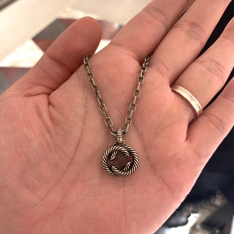 1:1S925 серебро ожерелье классические и модные прямоугольная G изысканное
