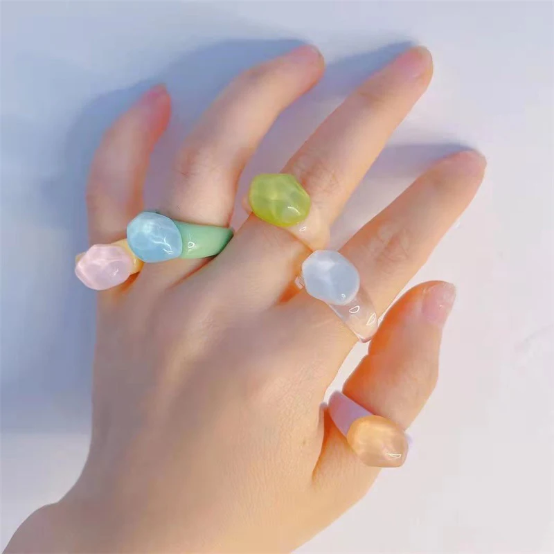 Irregular Geometric Acrylic Stone Ring Transparent Candy Colorful Resin Aesthetic Ring For Women Jewelry 2021 New Trendy Boho
Irregular Geometric Acrylic Stone Ring Transparent Candy Colorful Resin Aesthetic Ring For Women Jewelry 2021 New Trendy Boho
