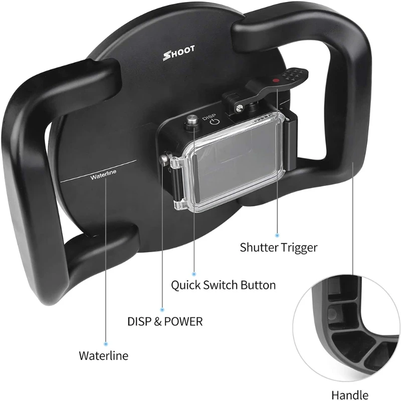 R91A Dual Handheld Dome Port 45m Waterproof Diving Housing Case Cover with Trigger 180 Super Wide Angle Compatible with
R91A Dual Handheld Dome Port 45m Waterproof Diving Housing Case Cover with Trigger 180 Super Wide Angle Compatible with