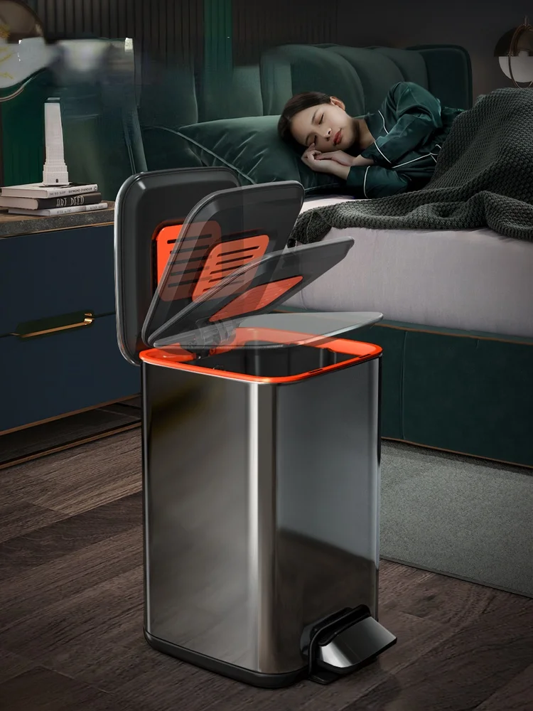 Standing Stainless Steel Trash Bin Bedroom Nordic Large Rectangle Trash Can Luxury Rangement Cuisine Kitchen Storage BD50WB
Standing Stainless Steel Trash Bin Bedroom Nordic Large Rectangle Trash Can Luxury Rangement Cuisine Kitchen Storage BD50WB