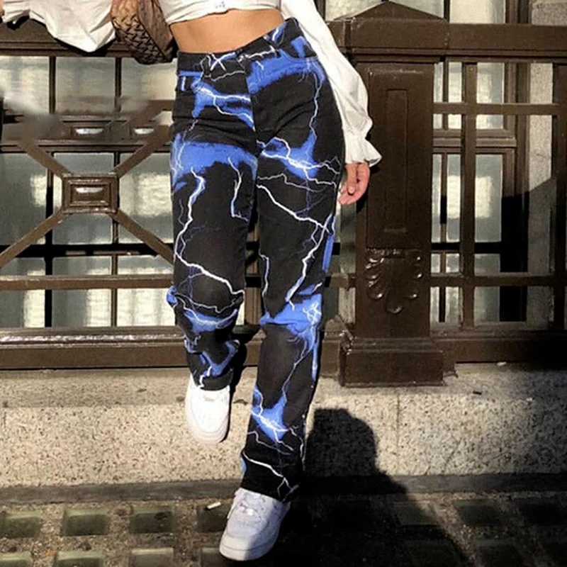 Fashion Spring and Autumn Street Lightning Printed Wide Leg Casual Pants Slim Contrast High Waist Women's Overalls Ladies Pants
Fashion Spring and Autumn Street Lightning Printed Wide Leg Casual Pants Slim Contrast High Waist Women's Overalls Ladies Pants