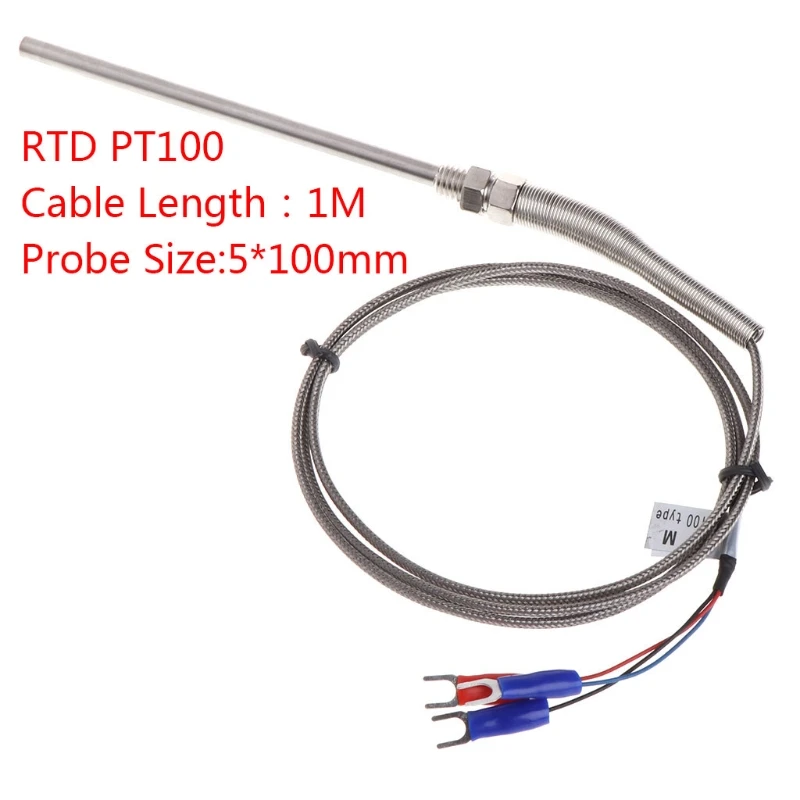 RTD PT100 Temperature Sensor Thread M8 Cable 1M Thermocouple Probe 100mm 3 wires
RTD PT100 Temperature Sensor Thread M8 Cable 1M Thermocouple Probe 100mm 3 wires