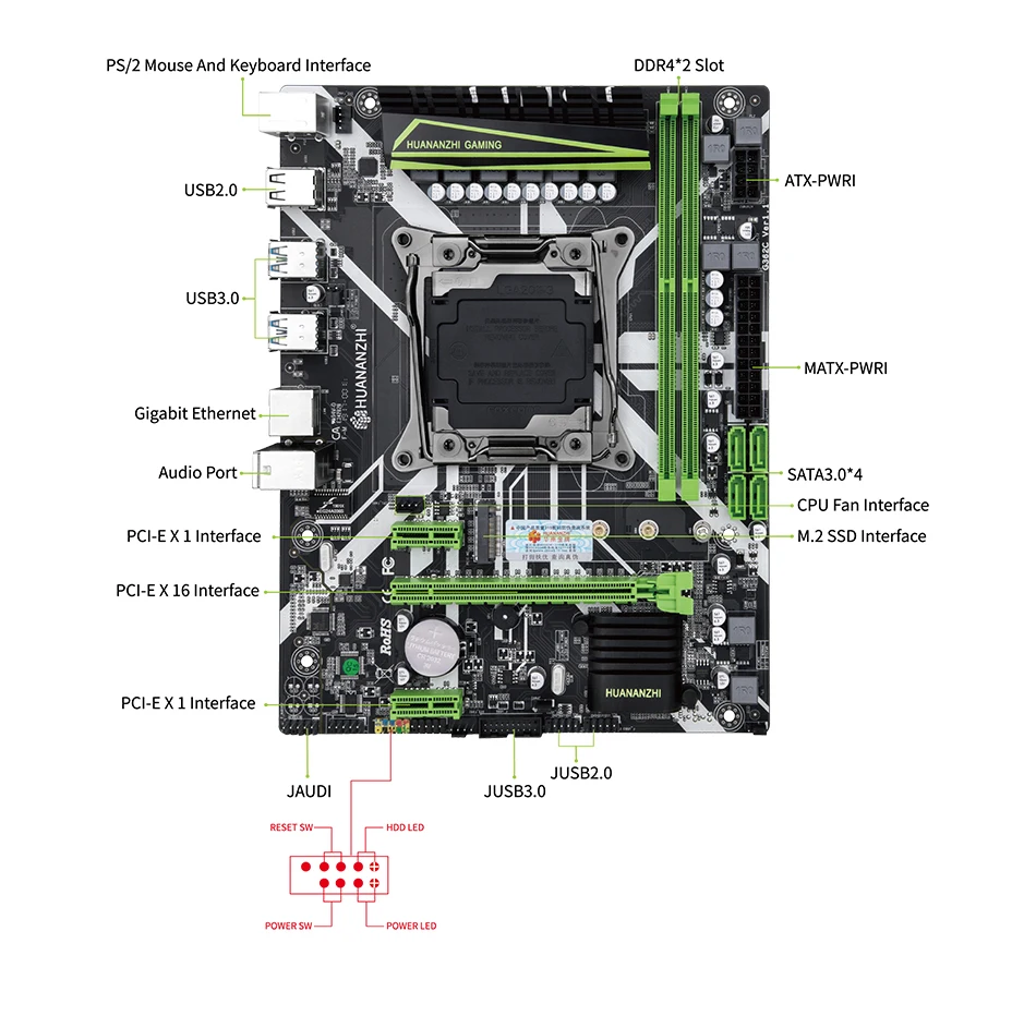 

HUANANZHI X99 8M Motherboard with Intel XEON E5 2678 V3 with 2*16G DDR4 RECC Memory Combo Kit Set NVME USB3.0 ATX Server