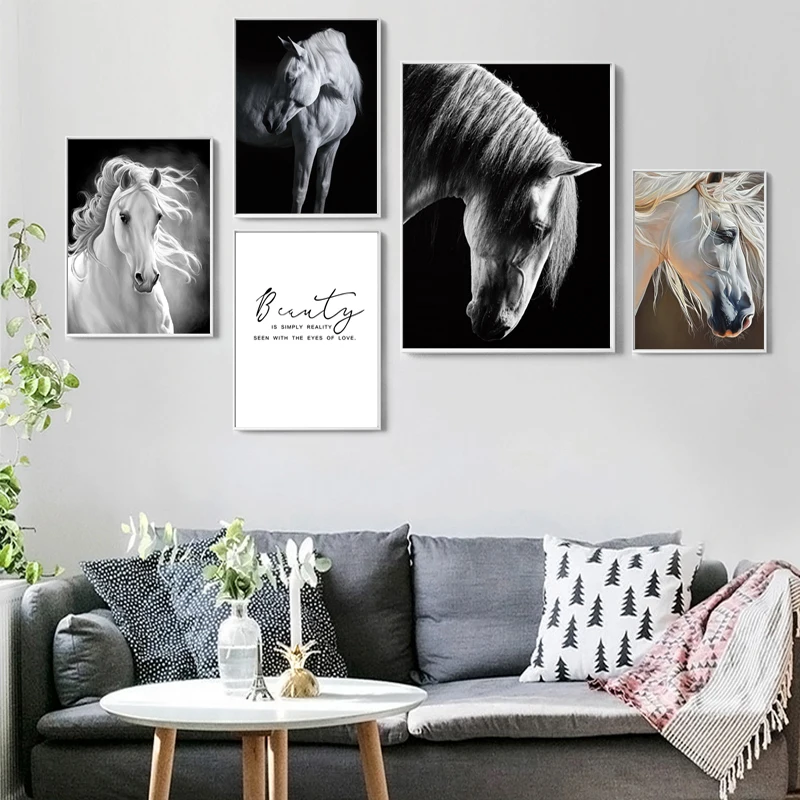 Nordic Black White Horse Wall Art Home Decor Canvas Painting Poster Print Living Room Bedroom Animal Picture Abstract Decoration
Nordic Black White Horse Wall Art Home Decor Canvas Painting Poster Print Living Room Bedroom Animal Picture Abstract Decoration