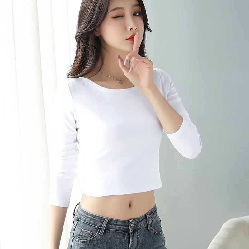 Basis Leven Women Cotton T-shirt Long Sleeve Slash neck Solid color Office Lady Top All Match Women Basic T-shirt 
Basis Leven Women Cotton T-shirt Long Sleeve Slash neck Solid color Office Lady Top All Match Women Basic T-shirt