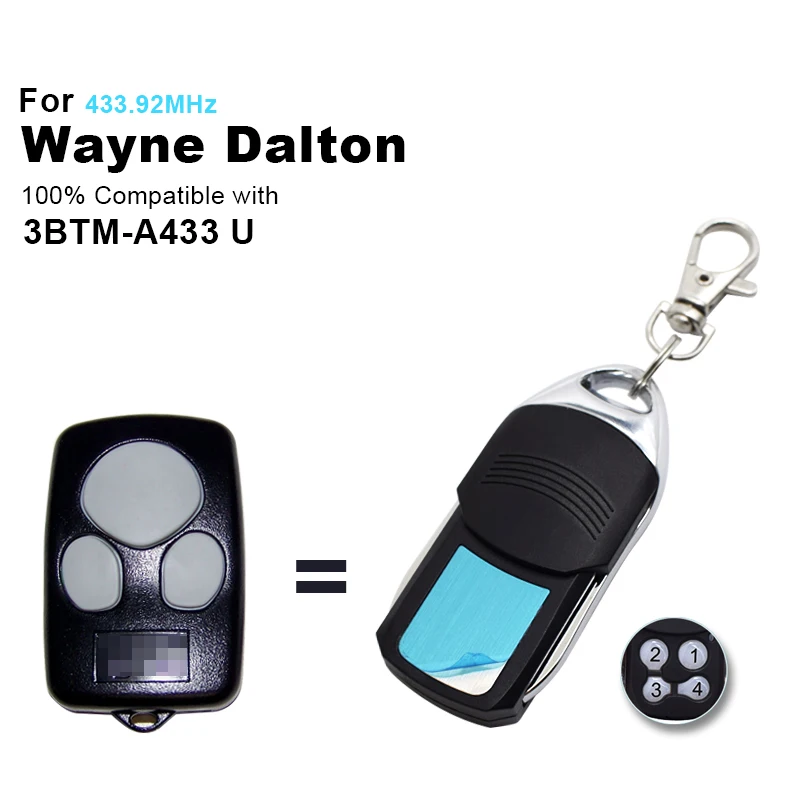 For Wayne Dalton 3BTM-A433 U Garage Door Remote Control 433.92 MHz Rolling Code Gate Transmitter 4 Channel Keychain
For Wayne Dalton 3BTM-A433 U Garage Door Remote Control 433.92 MHz Rolling Code Gate Transmitter 4 Channel Keychain