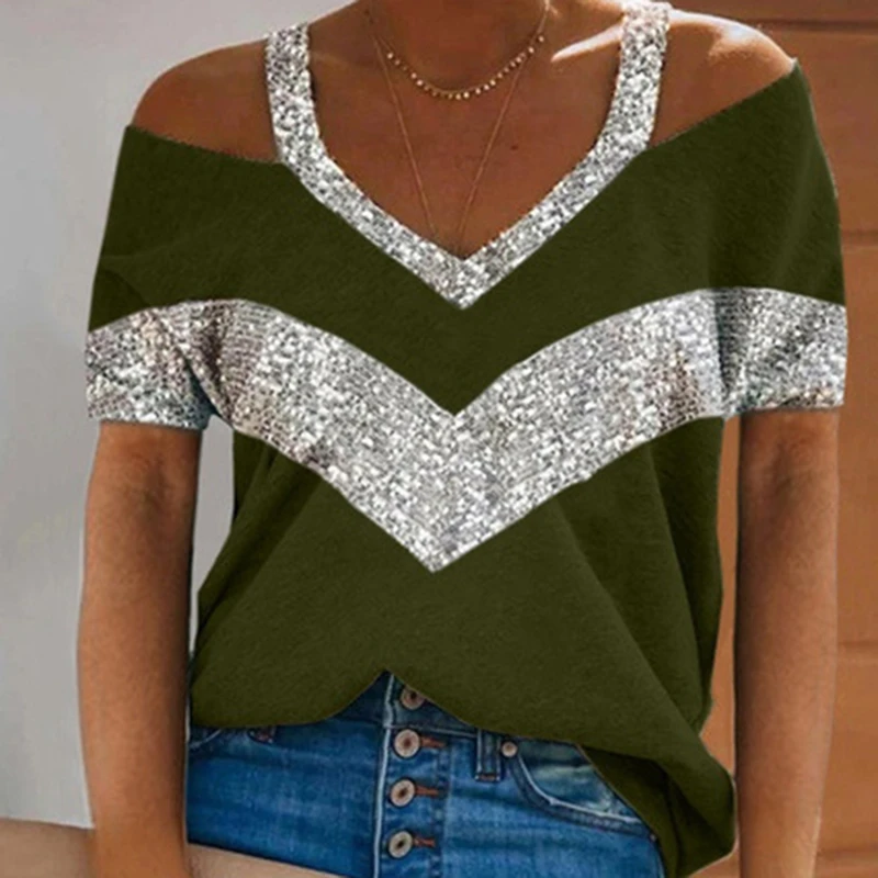 Sexy Off The Shoulder V Neck Ladies Blouse Women Elegant Sequined Patchwork Shirt Tops Streetwear Casual Short Sleeve Blusas 3XL
Sexy Off The Shoulder V Neck Ladies Blouse Women Elegant Sequined Patchwork Shirt Tops Streetwear Casual Short Sleeve Blusas 3XL
