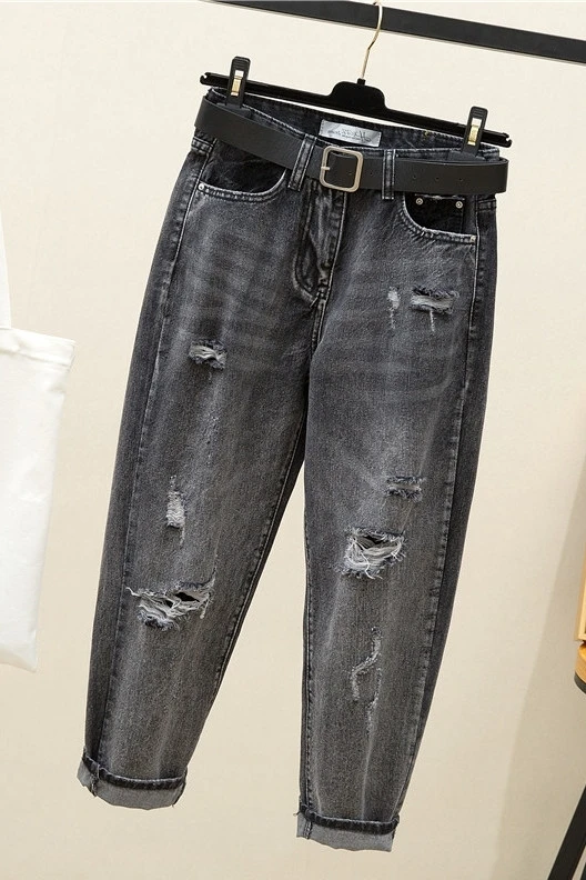 High Waist Jeans Pants Women Bf Spring and Autumn Large Size Loose Harem Pants Female Hole Denim Trousers Oversize Pants 
High Waist Jeans Pants Women Bf Spring and Autumn Large Size Loose Harem Pants Female Hole Denim Trousers Oversize Pants
