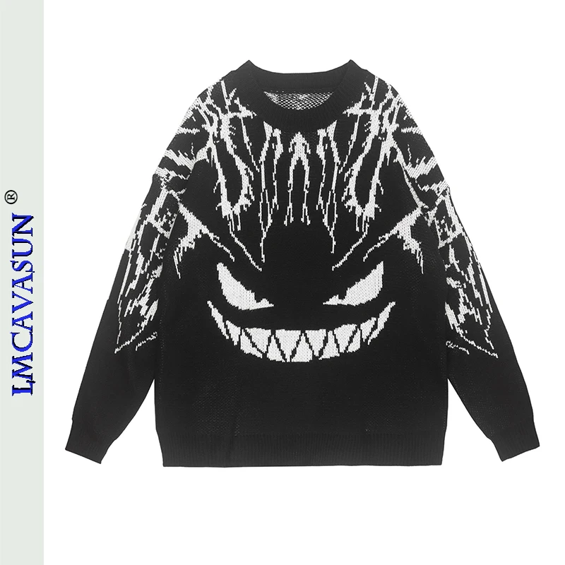 Mens Hip Hop Streetwear Harajuku Casual Sweater Loose VintageDark Demon Knitted Sweater 2021 Autumn Cotton Pullover Clothing
Mens Hip Hop Streetwear Harajuku Casual Sweater Loose VintageDark Demon Knitted Sweater 2021 Autumn Cotton Pullover Clothing