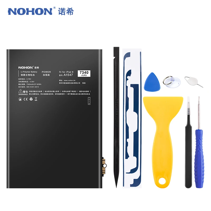 

NOHON Tablet Battery For Apple iPad 6 Air 2 A1566 A1567 A1547 Replacement Battery 7340mAh High Capacity Bateria + Free Tools