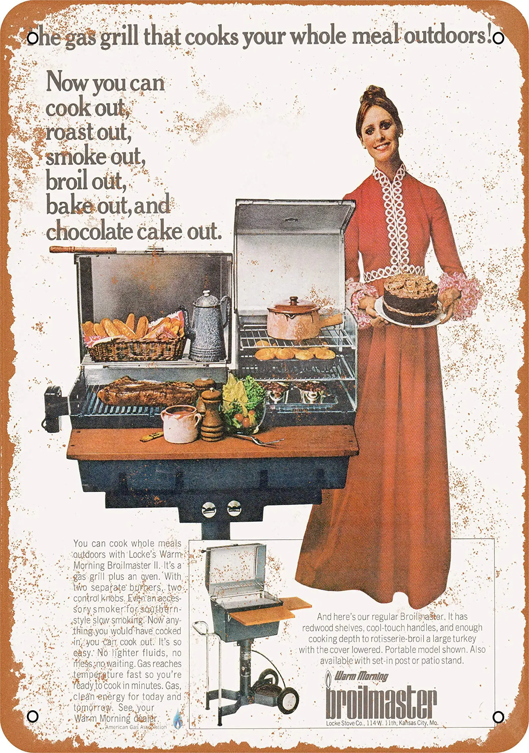 SLALL 1972 Broilmaster Grills Retro Street Sign Household Metal Tin Sign Bar Cafe Car Motorcycle Garage Decoration
SLALL 1972 Broilmaster Grills Retro Street Sign Household Metal Tin Sign Bar Cafe Car Motorcycle Garage Decoration