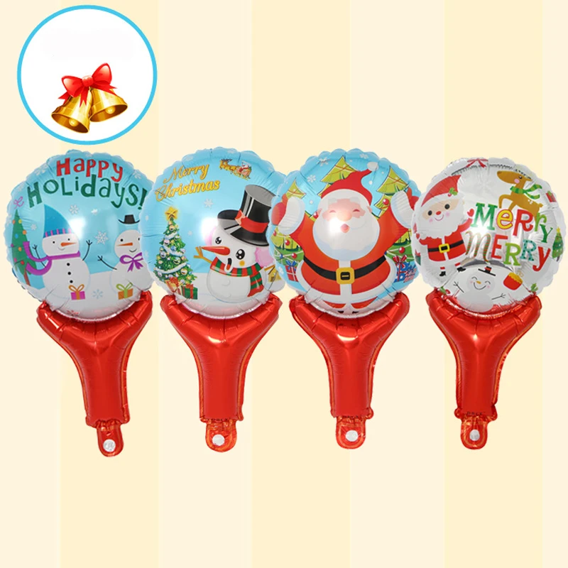 10 шт 7 видов Счастливого Рождества Санта Клаус Снеговик Фольга шар с колокольчиком баллоны с гелием Новогодняя вечеринка Детский Декор Детс...