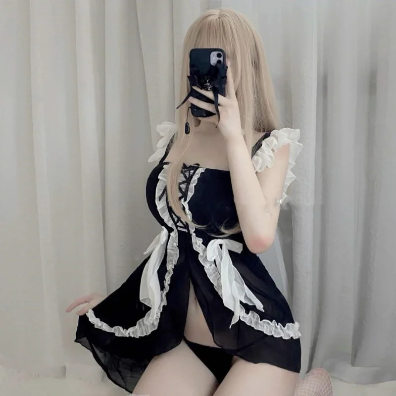 Woman Sexy Maid Cosplay Costume Babydoll Dress Erotic Hot High Slit French Apron See-through Transparent Servant Lolita Babydoll
Woman Sexy Maid Cosplay Costume Babydoll Dress Erotic Hot High Slit French Apron See-through Transparent Servant Lolita Babydoll