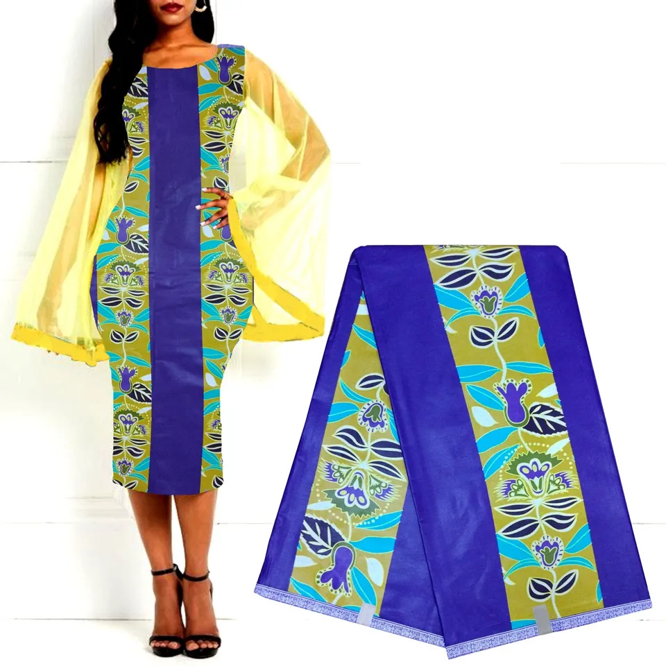

Hot Selling African Mitex Wax Print Fabrics Kitenge/Pagnes/Tissues Africa Sold BY 6 Yards For dress making Blue LBL-175