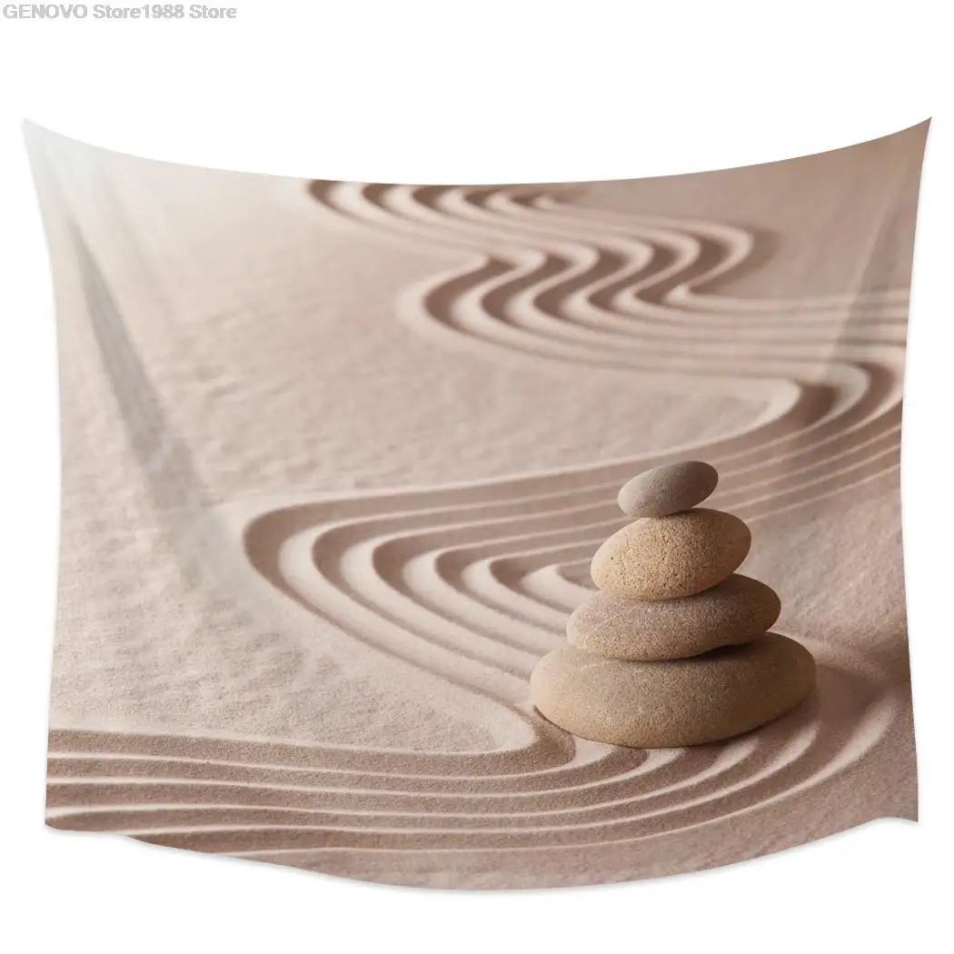 

Zen Garten Steine Sand Tapisserie Wand Hängen Wand Kunst Schlafzimmer Malerei Wandteppich Hause Dekoration Wohnheim Dekor Yoga M