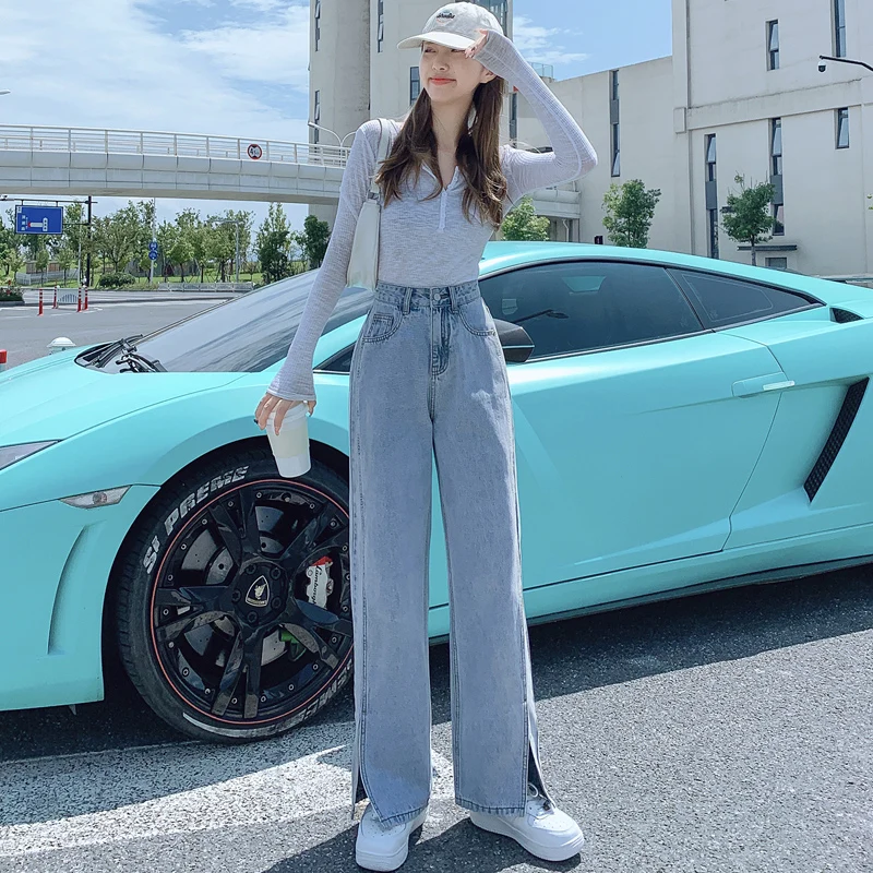 Autumn And Winter New High Waist Stitching Split Wide-Leg Jeans Women's Large Size Loose Straight Mop Full-Length Trousers Ins
Autumn And Winter New High Waist Stitching Split Wide-Leg Jeans Women's Large Size Loose Straight Mop Full-Length Trousers Ins