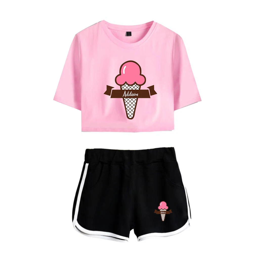 Addison Rae 2D printing summer girl high quality navel T-shirt shorts custom large size personality short-sleeved two-piece suit
Addison Rae 2D printing summer girl high quality navel T-shirt shorts custom large size personality short-sleeved two-piece suit