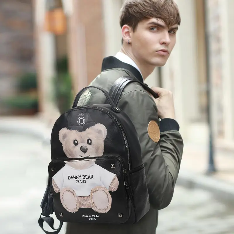 Веселая сумка Danny Bear модный рюкзак для колледжа искусственная кожа Студенческая
