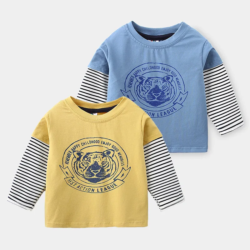 2020 Autumn Baby Boy Tshirt Kids Fashion Patchword Striped Sleeve Tigger Print Fake Two Tops For Boy Children Clothes Tshirt New
2020 Autumn Baby Boy Tshirt Kids Fashion Patchword Striped Sleeve Tigger Print Fake Two Tops For Boy Children Clothes Tshirt New