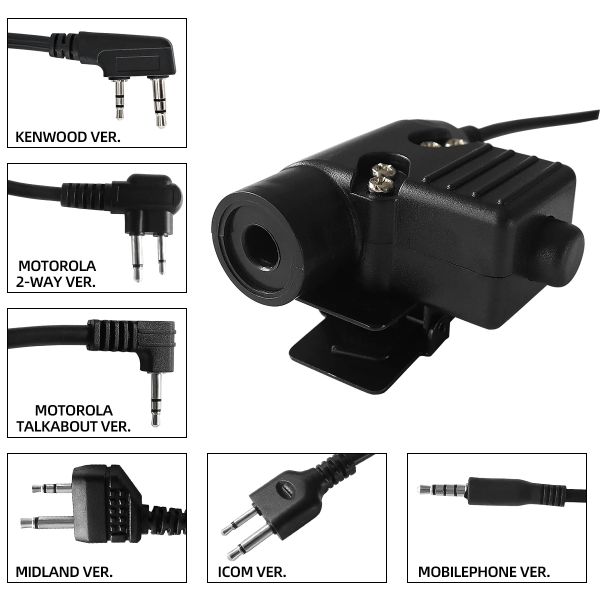 U94 PTT вилка для KENWOOD / ICOM Mobile MIDLAND Motorola Talkabout 1 PIN 2PIN тактическая гарнитура военный