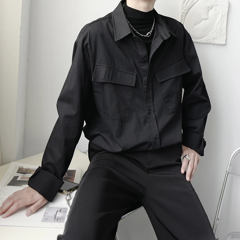 Black White Casual Shirts for Men Long Sleeve Loose Fashion Office Shirts Tops Male Pocket Solid Japan Harajuku Streetwear Shirt
Black White Casual Shirts for Men Long Sleeve Loose Fashion Office Shirts Tops Male Pocket Solid Japan Harajuku Streetwear Shirt