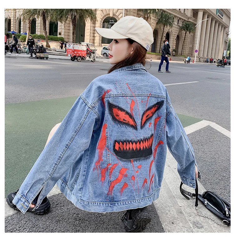Streetwear Outerwear 2021 Spring And Autumn New Hand-Painted Graffiti Women's Clothing Loose Letter Denim Jacket Coats
Streetwear Outerwear 2021 Spring And Autumn New Hand-Painted Graffiti Women's Clothing Loose Letter Denim Jacket Coats