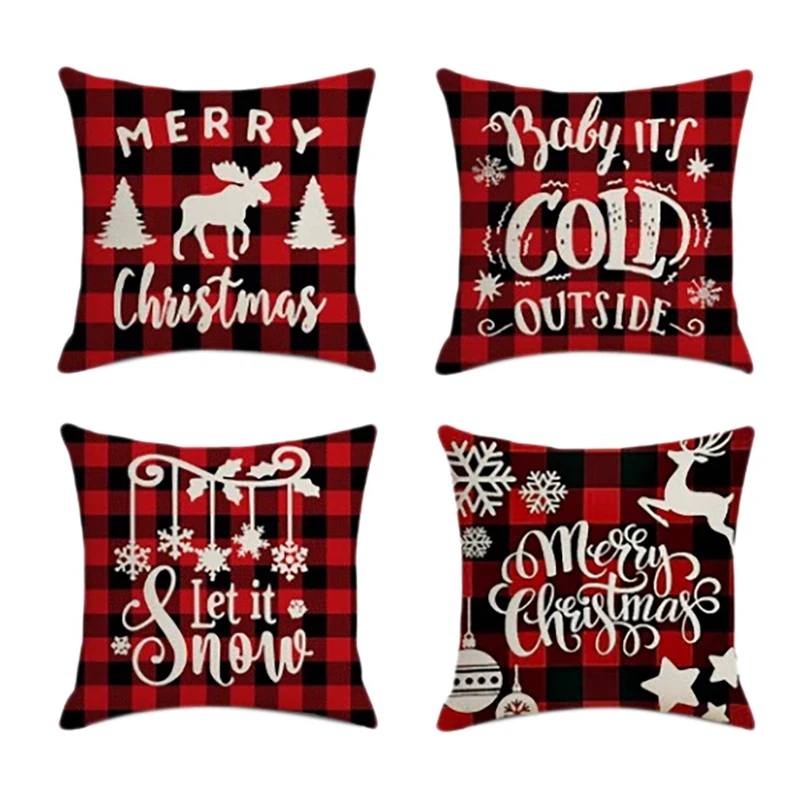 4PCS Christmas Pillowcase Square Home Decor Linen Red Plaid Pillow Cases Cushion Covers For Sofa Car Gift 45X45cm
4PCS Christmas Pillowcase Square Home Decor Linen Red Plaid Pillow Cases Cushion Covers For Sofa Car Gift 45X45cm
