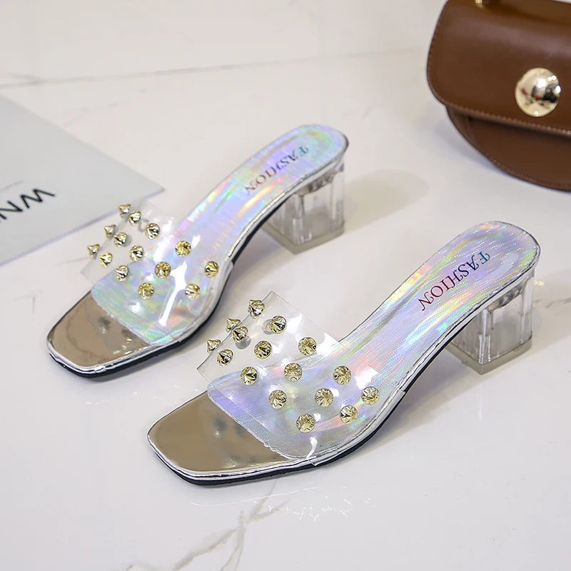 Rivet Square High Heels Slippers Female Slides Clear Transparent Slippers Women Shoes Woman Mules 2020 New Summer Ladies Shoes
Rivet Square High Heels Slippers Female Slides Clear Transparent Slippers Women Shoes Woman Mules 2020 New Summer Ladies Shoes