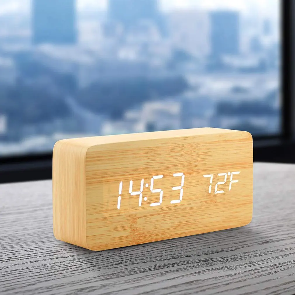 Stylish Multifunctional LED Alarm Clock Creative Wooden USB Power Supply Digital Alarm Clock With Voice Control
Stylish Multifunctional LED Alarm Clock Creative Wooden USB Power Supply Digital Alarm Clock With Voice Control
