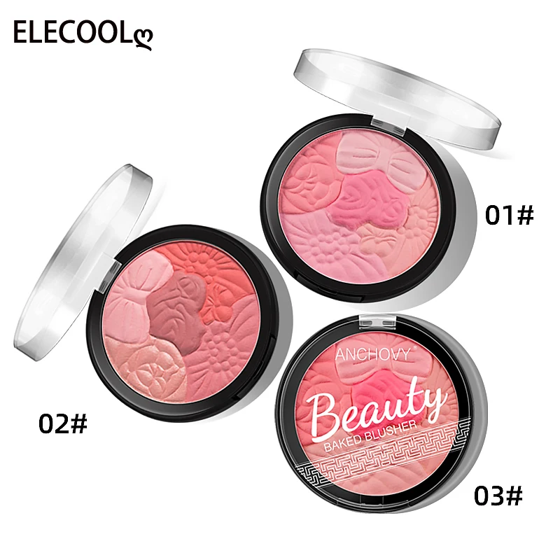 

ELECOOL 5 Colors Blush Peach Pallete Face Blush Mineral Pigment Palette Cream Shining Blusher Face Red Shadow Cosmestics Powder