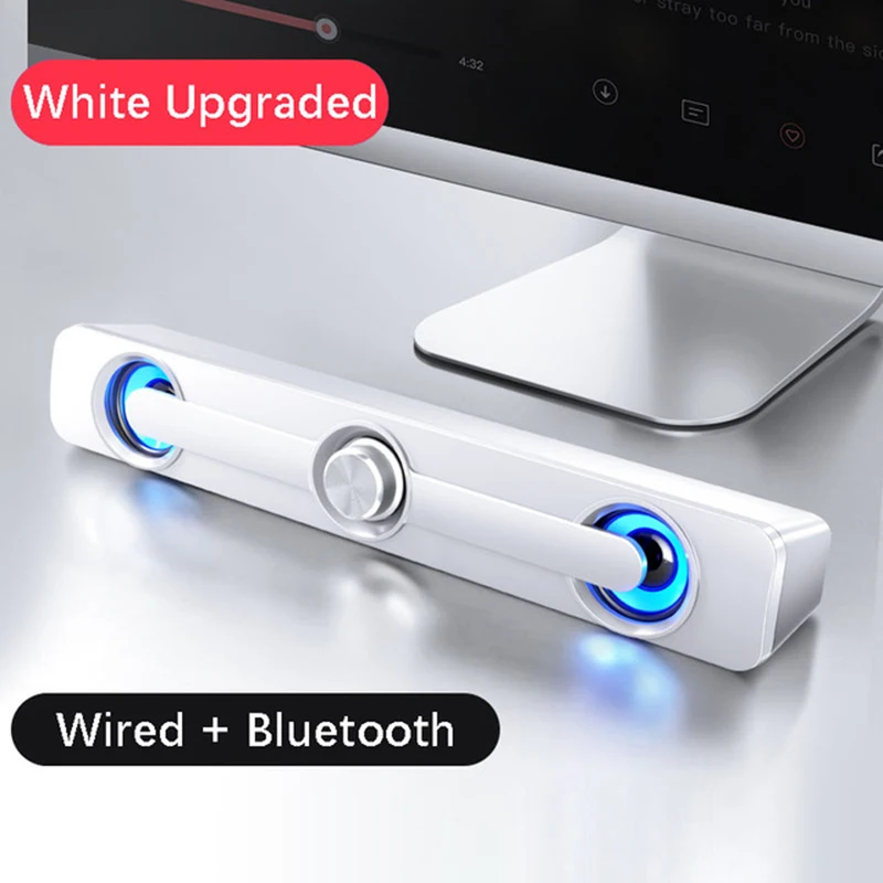 V111 Bluetooth Speaker Blue LED Light Desktop Soundbar Double Horn 4 Units Stereo Subwoofer For PC Laptop Phone MP3 MP4
V111 Bluetooth Speaker Blue LED Light Desktop Soundbar Double Horn 4 Units Stereo Subwoofer For PC Laptop Phone MP3 MP4