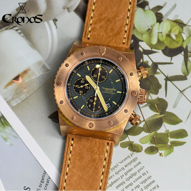 Мужские часы Cronos Dreamstar CuSn8 для дайвинга, однотонные бронзовые хронографические автоматические часы с сапфировым стеклом ETA7750, с датой и кожа...
Мужские часы Cronos Dreamstar CuSn8 для дайвинга, однотонные бронзовые хронографические автоматические часы с сапфировым стеклом ETA7750, с датой и кожа...