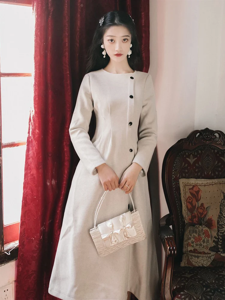 Winter Woolen Cotton Dress Women Elegant High Waist Long Sleeve O Neck Insulation Dresses For Female Robe Autumn Mujer Vestidos
Winter Woolen Cotton Dress Women Elegant High Waist Long Sleeve O Neck Insulation Dresses For Female Robe Autumn Mujer Vestidos