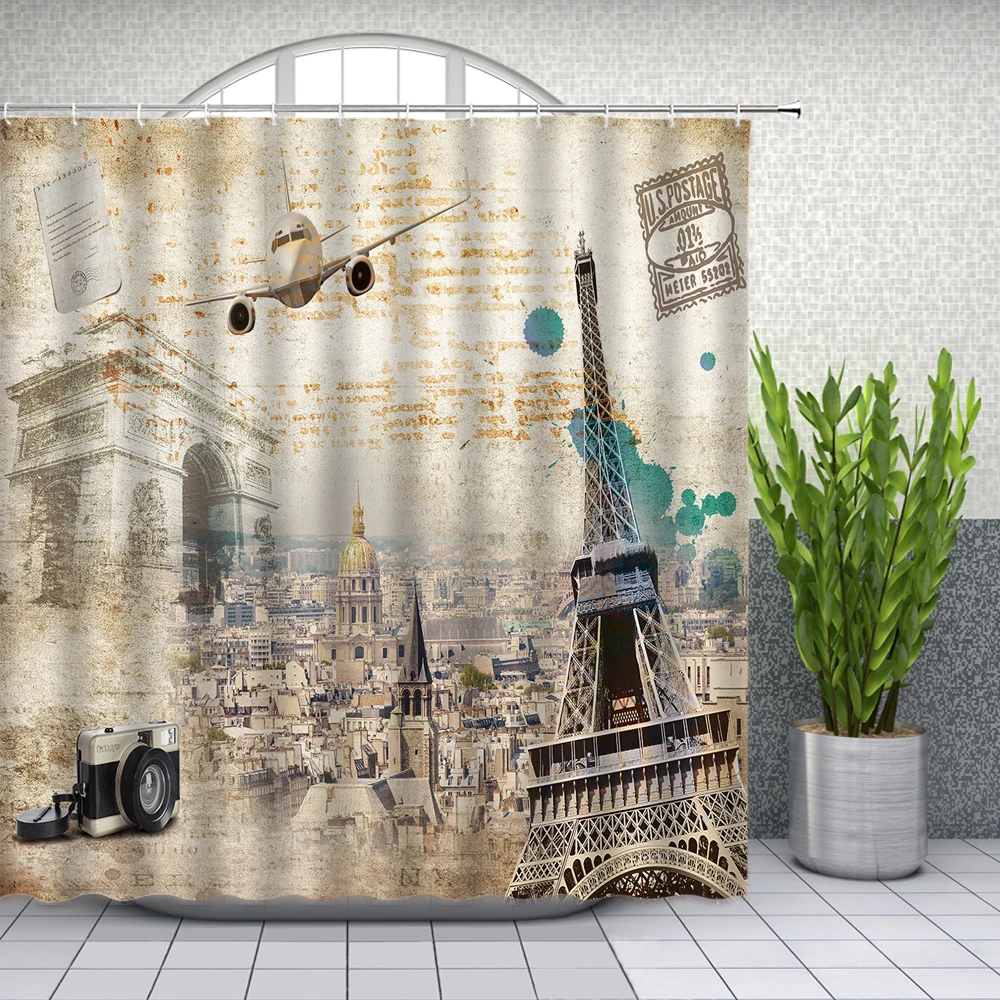 Paris Lron Tower Shower Curtains Urban Architecture Aircraft Landscape Bathroom Decor Waterproof Cloth Curtain Set Cheap
Paris Lron Tower Shower Curtains Urban Architecture Aircraft Landscape Bathroom Decor Waterproof Cloth Curtain Set Cheap
