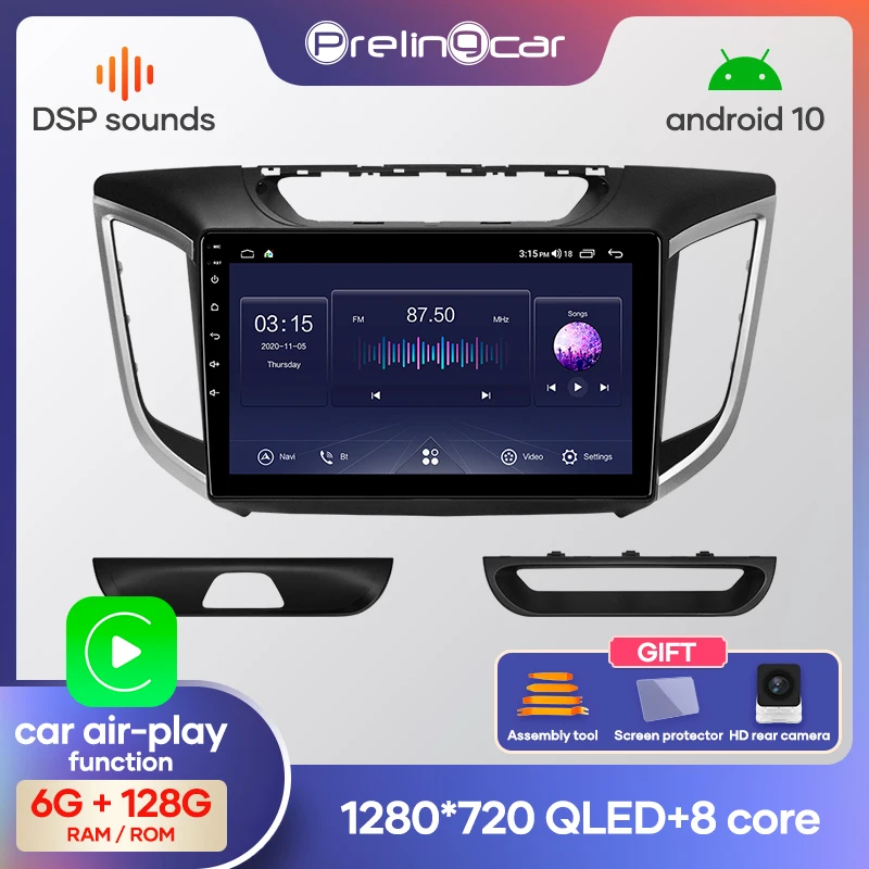prelingcar для Хендай Крета 2016 2017 авто магнитолы До 4G+64G Android 10 8 ЯДЕР DSP Навигация GPS