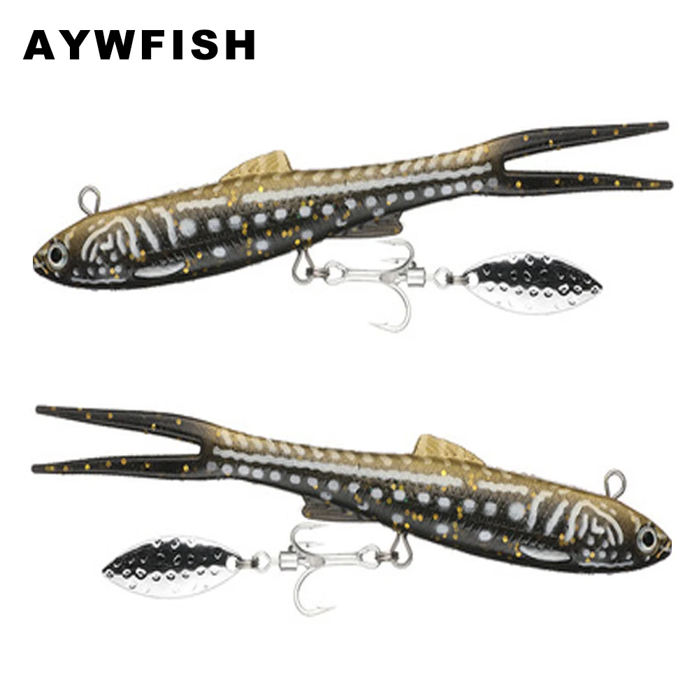 AYWFISH Soft Lure140mm 27g Realistic 3D Eyes Treble Hook With Swivel Blade Fork Tail Wobbler Jig Bait For Bass Walleye Fishing
AYWFISH Soft Lure140mm 27g Realistic 3D Eyes Treble Hook With Swivel Blade Fork Tail Wobbler Jig Bait For Bass Walleye Fishing