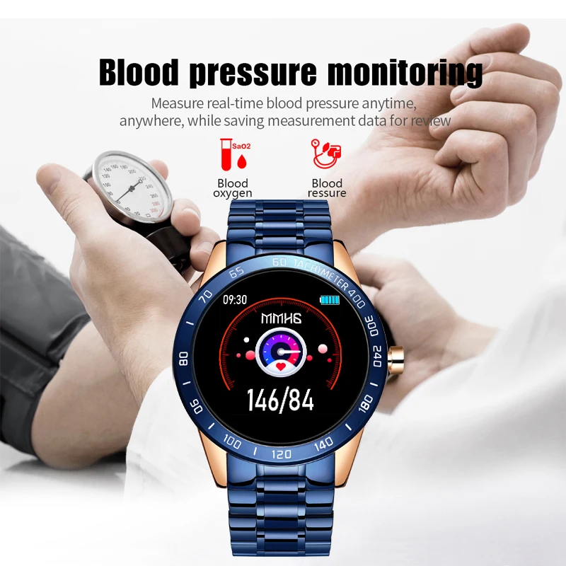 LIGE Роскошные Смарт-часы 2020 для мужчин монитор сердечного ритма кровяного