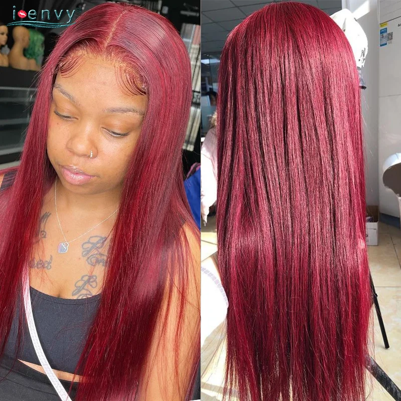 Straight 99J Burgundy Lace Front Wig For Woman Human Hair Colored Transparent Lace Frontal Human Hair Wigs Red Peruvian Remy 
Straight 99J Burgundy Lace Front Wig For Woman Human Hair Colored Transparent Lace Frontal Human Hair Wigs Red Peruvian Remy