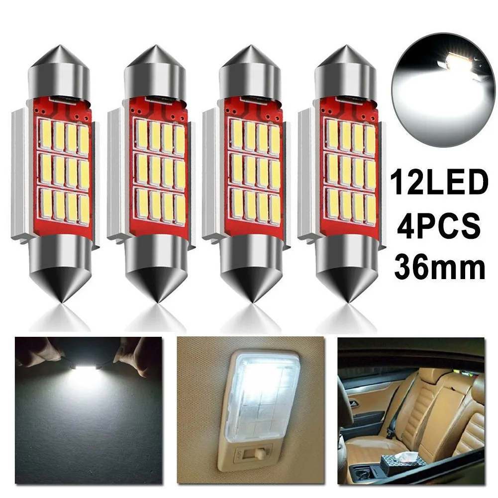 4Pcs Car C5W 4014 LED Canbus Festoon 36mm For Car Bulb Interior Reading Light License Plate Lamp White 6000K 12V
4Pcs Car C5W 4014 LED Canbus Festoon 36mm For Car Bulb Interior Reading Light License Plate Lamp White 6000K 12V